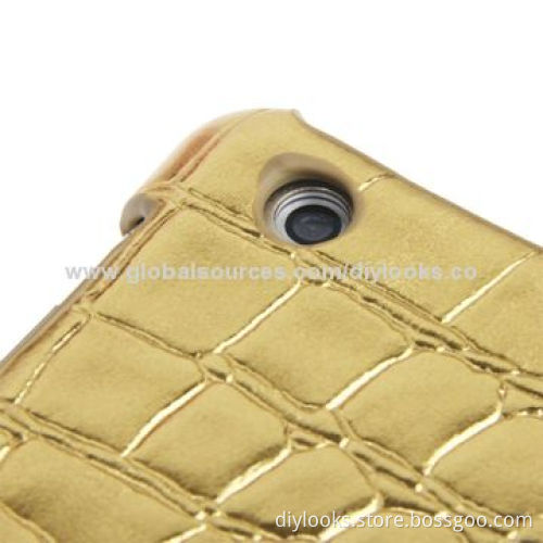 Golden 360 Degree Rotatable Luxury Leather Case for iPad Air with Holder & Sleep/Wake-up